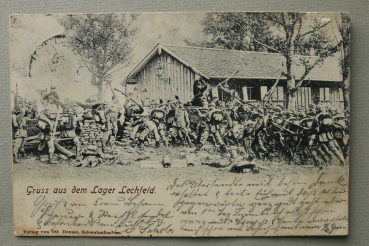AK Gruss aus Lager Lechfeld / 1903 / Soldaten / Waffen / Uniform